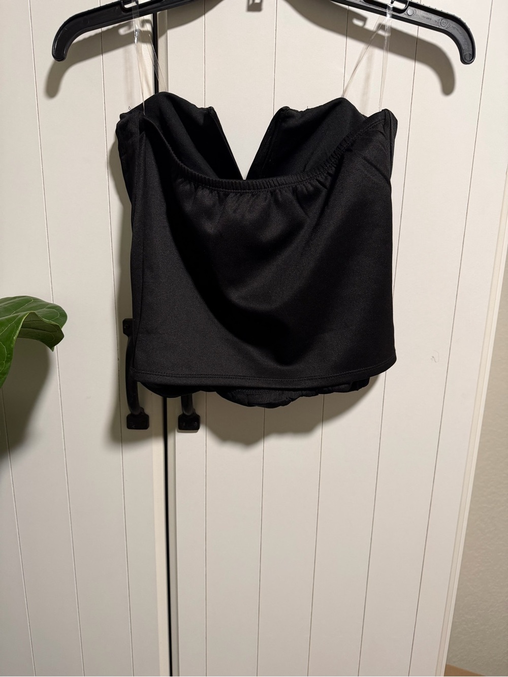 128 - Strapless Black Draped Blouse - Picture 2 of 4